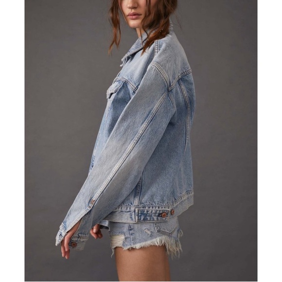 NWT We The Free People Jolene Trucker Denim Jean Jacket in Tennessee River S - Picture 6 of 16